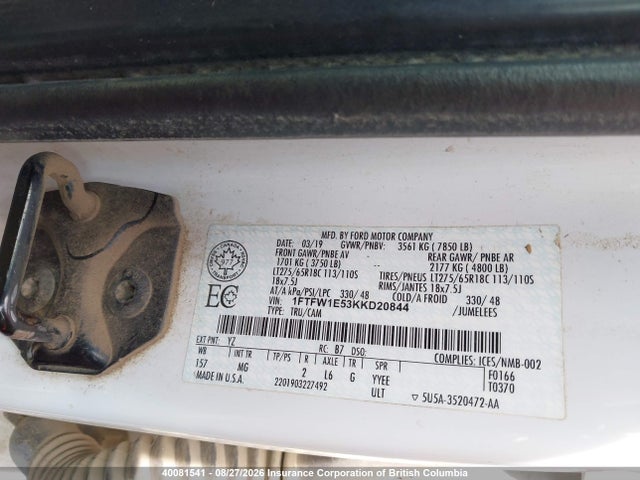 Ford F150 2019 1FTFW1E53KKD20844 Image 9