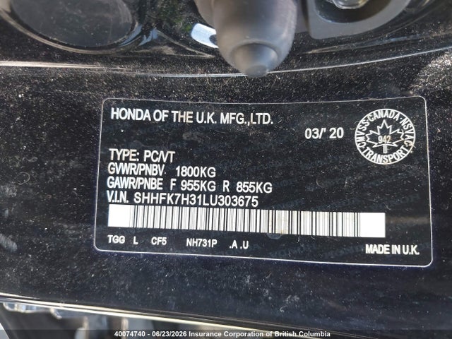 Honda Civic Lx 2020 SHHFK7H31LU303675 Image 9