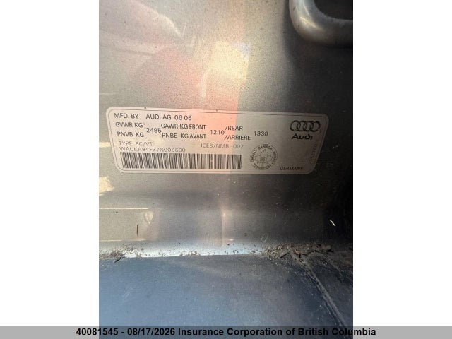 Продаж на аукціоні авто 2007 Audi A6, vin: WAUKH94F37N008690, номер лоту: 40081545