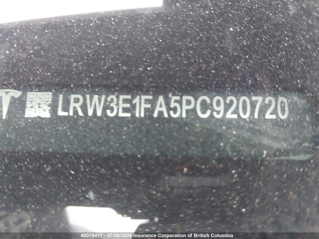 40076417 :رقم المزاد ، LRW3E1FA5PC920720 vin ، 2023 Tesla Model 3 مزاد بيع