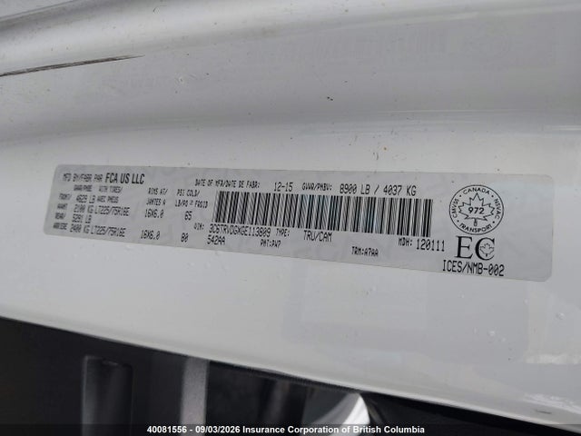 40081556 :رقم المزاد ، 3C6TRVDGXGE113809 vin ، 2016 Ram Promaster 2500 2500 High مزاد بيع