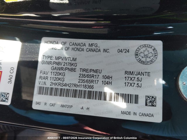 Honda CR-V 2024 2HKRS4H27RH118366 Image 9