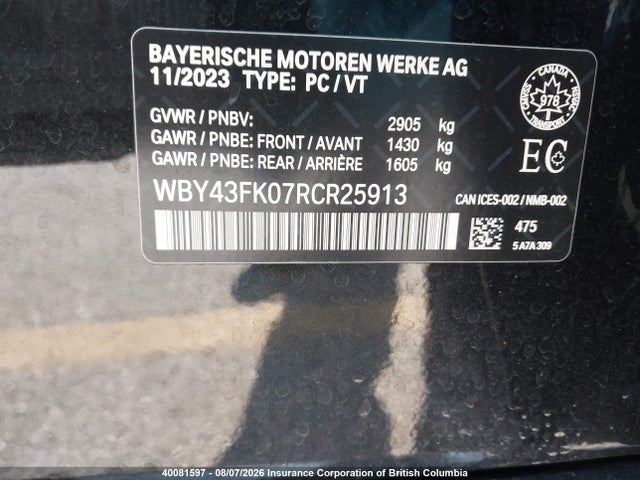 Auction sale of the 2024 Bmw I5, vin: WBY43FK07RCR25913, lot number: 40081597