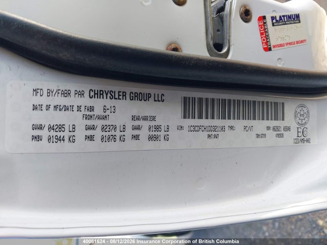 Auction sale of the 2013 Dodge Dart Limited/r/t, vin: 1C3CDFCH1DD321103, lot number: 40081624