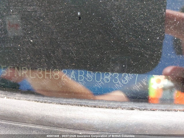 Продажа на аукционе авто 2010 Honda Odyssey Touring, vin: 5FNRL3H82AB508337, номер лота: 40081649