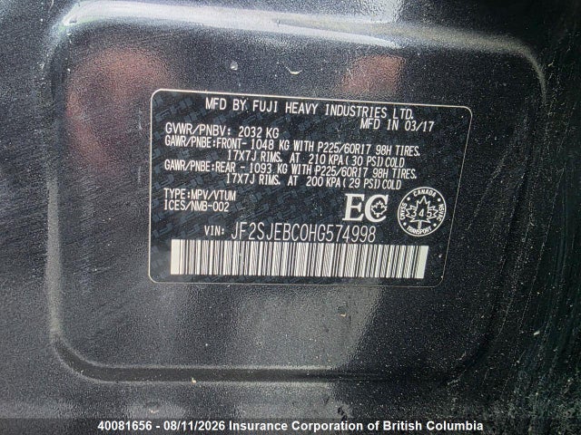 Subaru Forester 2.5i 2017 JF2SJEBC0HG574998 Image 40