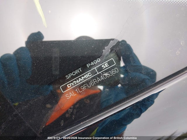 40075171 :رقم المزاد ، SAL1L9FU6RA406360 vin ، 2024 Land Rover Range Rover Sport Dynamic Se مزاد بيع