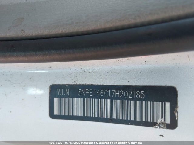 Aukcja sprzedaży 2007 Hyundai Sonata Gls, vin: 5NPET46C17H202185, numer aukcji: 40077539