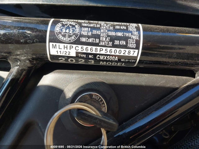 MLHPC5668P5600287 Honda Cmx500 A