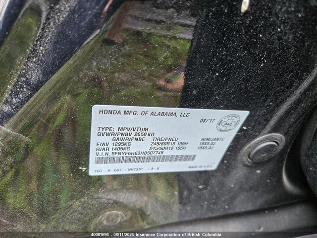 Honda Pilot 2017 5FNYF6H83HB507745 Image 9