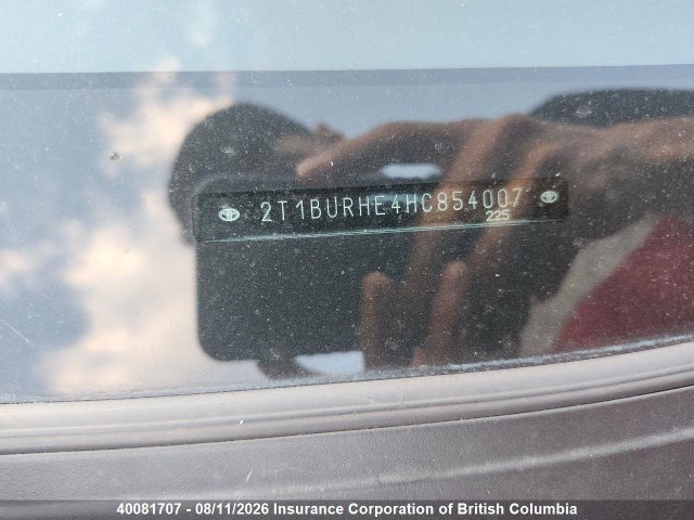 Auction sale of the 2017 Toyota Corolla Le, vin: 2T1BURHE4HC854007, lot number: 40081707