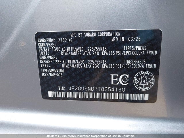 Продаж на аукціоні авто 2026 Subaru Crosstrek Limited, vin: JF2GUSND7T8254130, номер лоту: 40081711