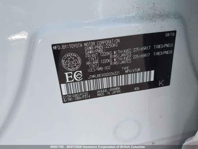 JTMRJREV0GD036321 Toyota RAV4