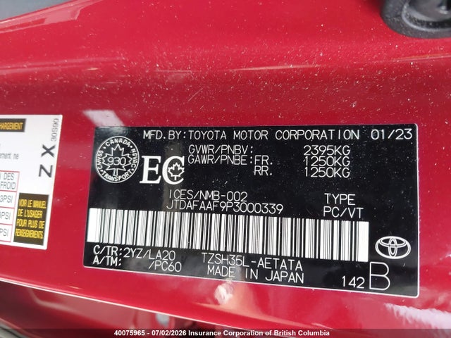 Auction sale of the 2023 Toyota Crown Platinum, vin: JTDAFAAF9P3000339, lot number: 40075965