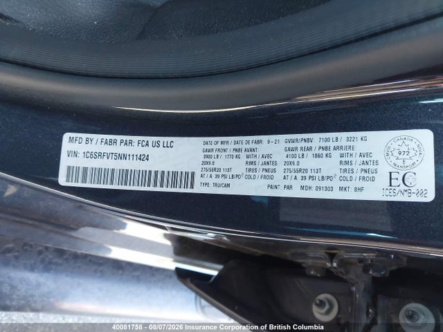 RAM 1500 Sport 2022 1C6SRFVT5NN111424 Image 9