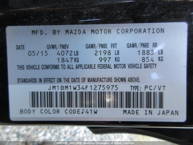 Aukcja sprzedaży 2015 Mazda 3 Mazda Gt, vin: JM1BM1W34F1275975, numer aukcji: 40081810
