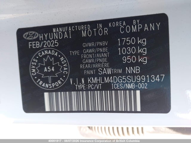 Aukcja sprzedaży 2025 Hyundai Elantra Sel Sport, vin: KMHLM4DG5SU991347, numer aukcji: 40081817