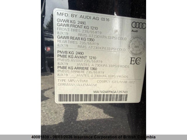 Audi Q5 2016 WA1V2AFPXGA125743 Image 5