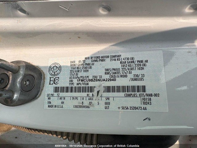 Ford ESCAPE SE 2022 1FMCU9BZ6NUA22940 Image 16