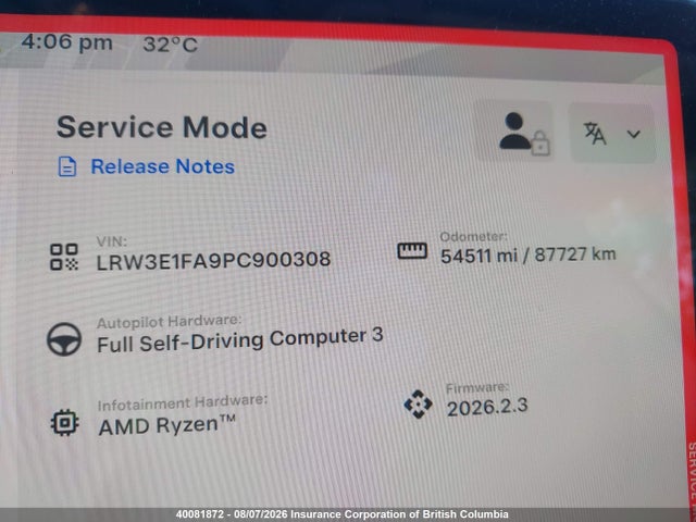 40081872 :رقم المزاد ، LRW3E1FA9PC900308 vin ، 2023 Tesla Model 3 مزاد بيع