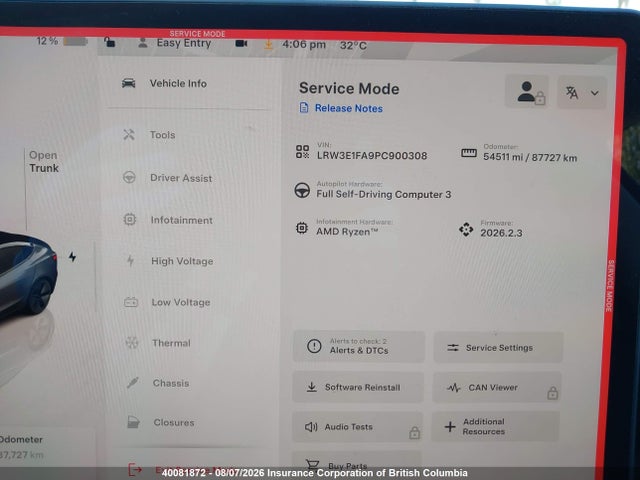 40081872 :رقم المزاد ، LRW3E1FA9PC900308 vin ، 2023 Tesla Model 3 مزاد بيع