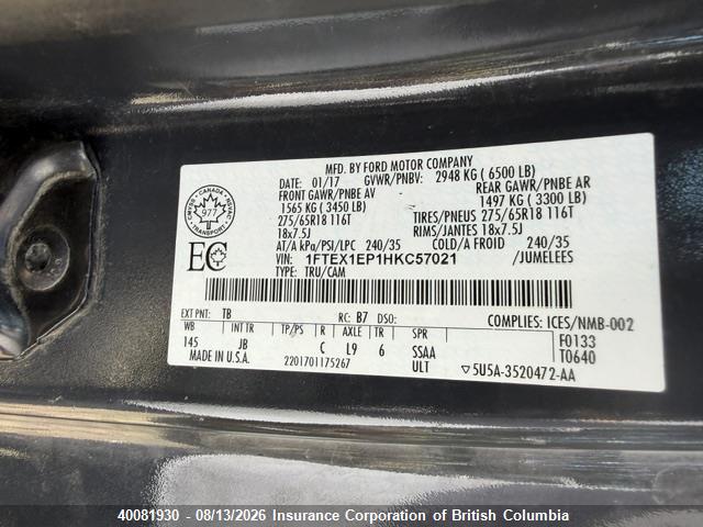 Ford F150 2017 1FTEX1EP1HKC57021 Image 14