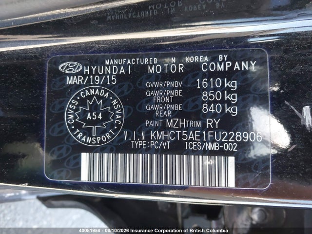 Auction sale of the 2015 Hyundai Accent Gl, vin: KMHCT5AE1FU228906, lot number: 40081958