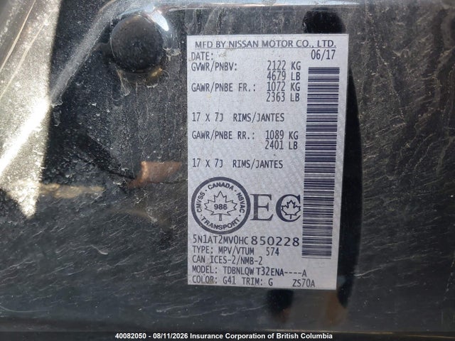 Nissan Rogue 2017 5N1AT2MV0HC850228 Image 9
