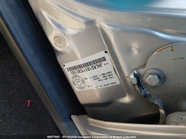 2000 Honda Cr-v Ex მანქანა იყიდება აუქციონზე, vin: JHLRD1851YC801583, აუქციონის ნომერი: 40077947