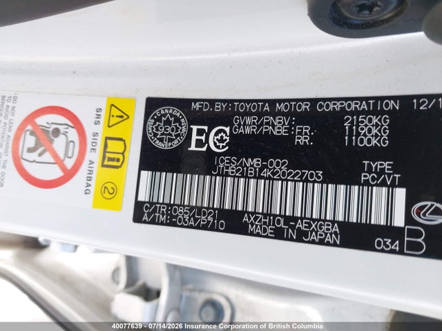 Lexus Es 300h 300h 2019 JTHB21B14K2022703 Image 9