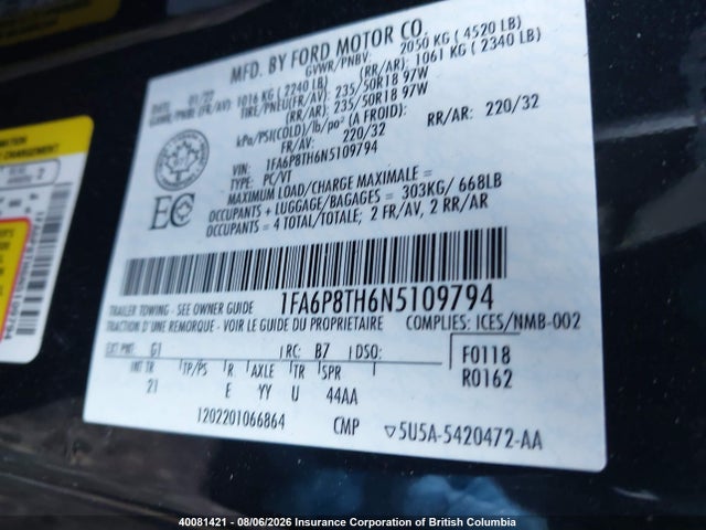 Ford Mustang 2022 1FA6P8TH6N5109794 Image 9
