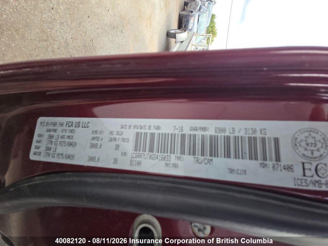 Auction sale of the 2016 Ram 1500 Sport, vin: 1C6RR7UT0GS416033, lot number: 40082120