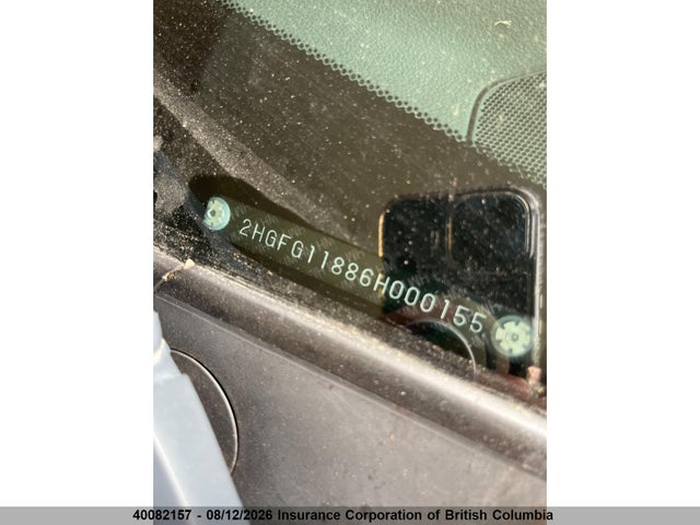 40082157 :رقم المزاد ، 2HGFG11886H000155 vin ، 2006 Honda Civic مزاد بيع