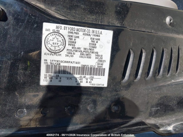 40082174 :رقم المزاد ، 1FTYR10C8WPA71651 vin ، 1998 Ford Ranger مزاد بيع