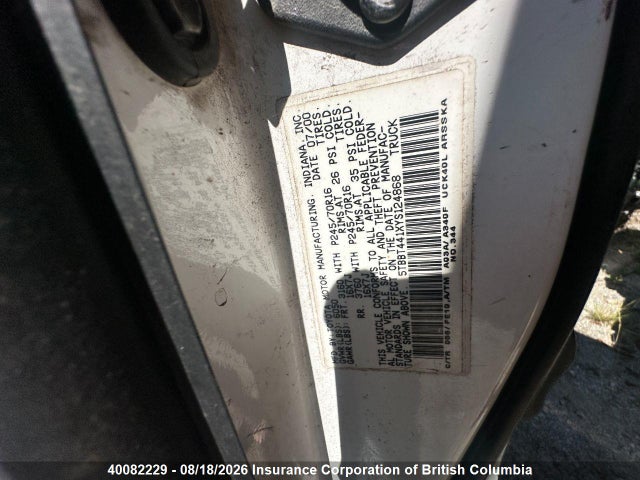 40082229 :رقم المزاد ، 5TBBT441XYS124868 vin ، 2000 Toyota Tundra Access Cab/access Cab Sr5 مزاد بيع