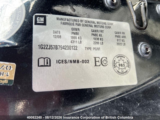 Aukcja sprzedaży 2009 Pontiac G6, vin: 1G2ZJ57B794230122, numer aukcji: 40082248