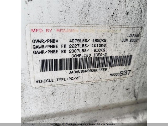Продаж на аукціоні авто 2009 Mitsubishi Lancer Gts, vin: JA3AU86W99U605559, номер лоту: 40082267