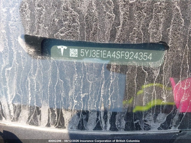 Продаж на аукціоні авто 2025 Tesla Model 3, vin: 5YJ3E1EA4SF924354, номер лоту: 40082296