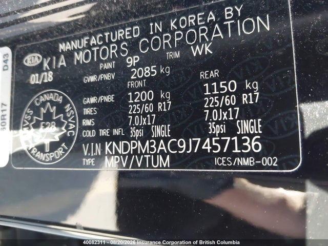 KIA Sportage Lx 2018 KNDPM3AC9J7457136 Image 9