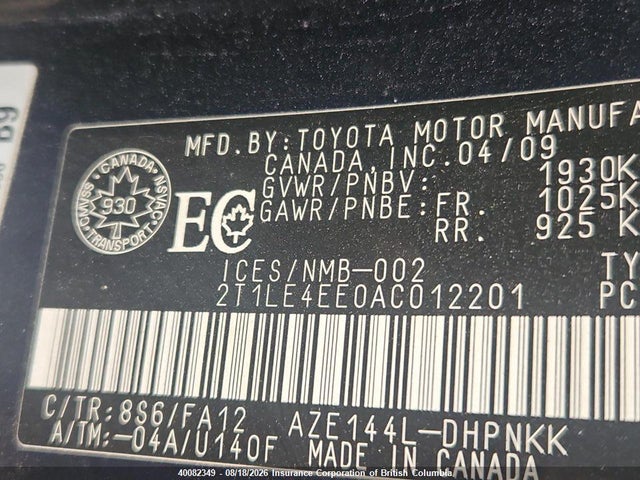 Aukcja sprzedaży 2010 Toyota Matrix, vin: 2T1LE4EE0AC012201, numer aukcji: 40082349