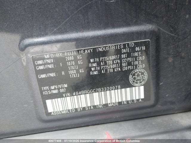 Продаж на аукціоні авто 2011 Subaru Outback 2.5i Premium, vin: 4S4BRGGC7B3320078, номер лоту: 40077485