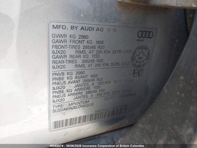 Aukcja sprzedaży 2017 Audi Q7 Technik S-line, vin: WA1WAAF72HD004115, numer aukcji: 40068674