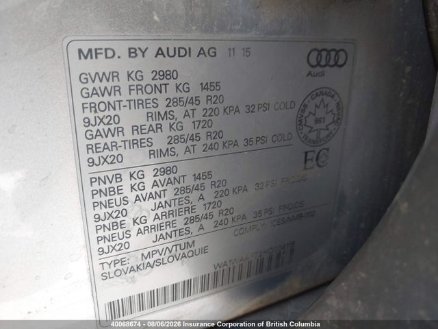 Aukcja sprzedaży 2017 Audi Q7 Technik S-line, vin: WA1WAAF72HD004115, numer aukcji: 40068674
