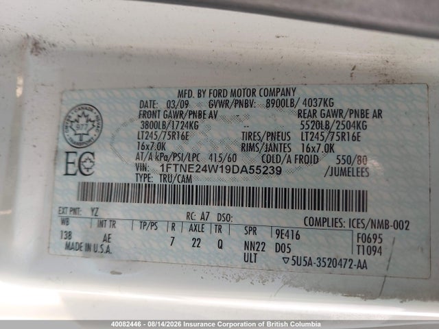 Продаж на аукціоні авто 2009 Ford E-series, vin: 1FTNE24W19DA55239, номер лоту: 40082446