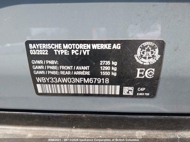 WBY33AW03NFM67918 BMW I4