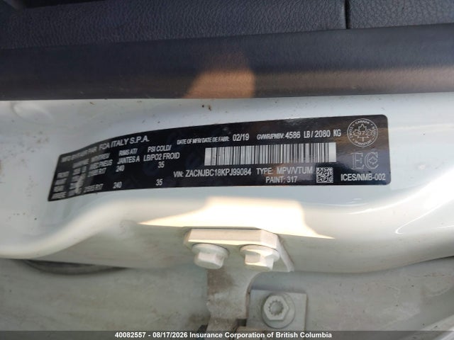 40082557 :رقم المزاد ، ZACNJBC18KPJ99084 vin ، 2019 Jeep Renegade Trailhawk مزاد بيع