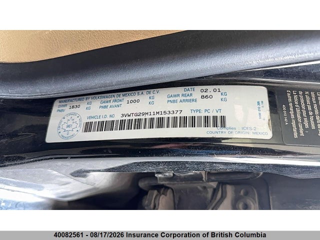 Продажа на аукционе авто 2001 Volkswagen Jetta, vin: 3VWTG29M11M153377, номер лота: 40082561
