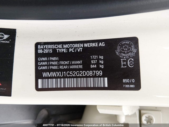Mini Cooper 2016 WMWXU1C52G2D08799 Image 9