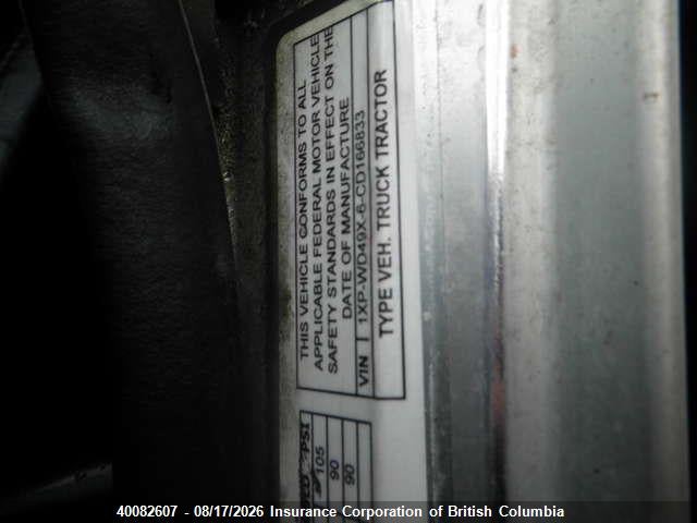 40082607 :رقم المزاد ، 1XPWD49X6CD166833 vin ، 2012 Peterbilt 388 مزاد بيع