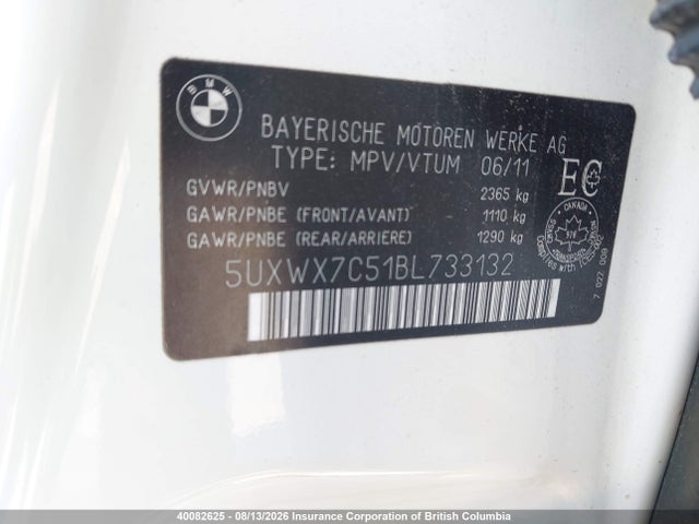 Продажа на аукционе авто 2011 Bmw X3, vin: 5UXWX7C51BL733132, номер лота: 40082625